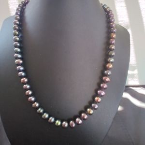 FIC 14k Yellow Gold iridescent black pearls